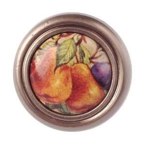 Country style expression   ceramic 1 1/4 diameter inset knob in brush