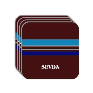 Personal Name Gift   SEVDA Set of 4 Mini Mousepad Coasters (blue 