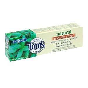 Toms of Maine Natural Whole Care Fluoride Toothpaste, Peppermint   3 