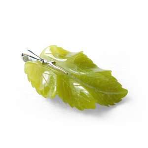   Leaf Sterling Silver Pendant Green Tea Serpentine