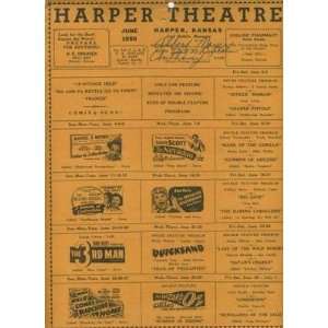  Harper Theatre Monthly Movie Poster 1950 Kansas 