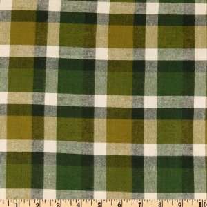   Yarn Dyed Brushed Cotton Flannel Large Plaid Forest Fabric By The Yard