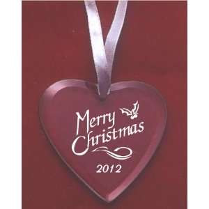  Glass Heart Merry Christmas 2012 Ornament 