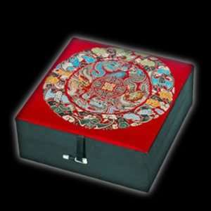  Embroidered Red Silk Dragon Box   Hand Crafted 