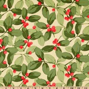   & Holly Berries Cranberry Fabric By The Yard Arts, Crafts & Sewing