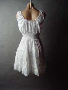Peasant Corset Medieval Victorian Off Shoulder Smocked Tiered Chemise 