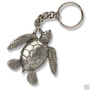 SEA TURTLE Fine Pewter Keychain Key Chain Ring Fob NEW  