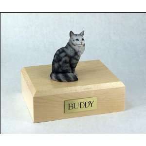    596 Maine Coon, Silver Tabby Cat Cremation Urn