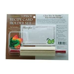   Woods 3 Piece Rolling Pin Recipe Card Holder Set