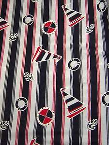 Nautical Stripe Cotton Polyester Jersey Knit Fabric  