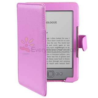 Purple Leather Pouch Case Cover Skin+Portable Reading Light For  