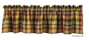 Countryside Rooster Cotton Plaid Manor Window Valance Curtain Home 