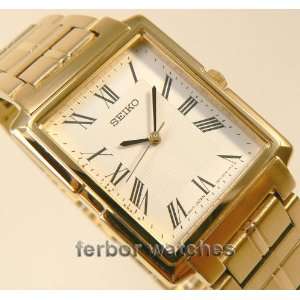  Seiko Men Gold Rectangular Watch 