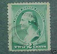 US Scott # 213 Used XF + Jumbo 2 cent Washington Green  