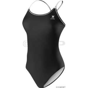 TYR Womens Solid Crossback Black/White Size 28  Sports 