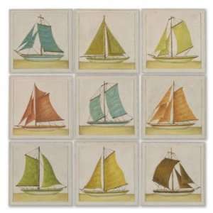  SAILBOAT SET OF 9 Oil Paintings Art 50676 By Uttermost 