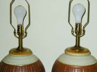 Vtg PAIR Mid Century Modern Cressey Era Pottery Lamps by AFFILIATED 