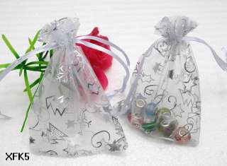 White/silver Christmas Organza Wedding Favor Gift Bags Pouch Premium 