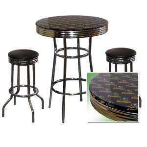  Steelers 3 Piece Chrome Glass Pub Bar Table Set 2 Swivel Vinyl Bar 