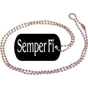  Semper Fi Black Dog Tag with Neck Chain 