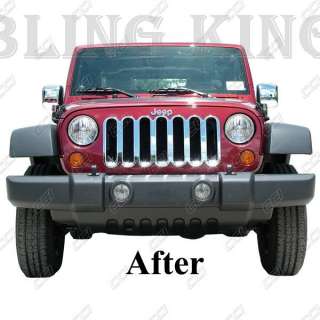 Jeep Wrangler Grille Grill insert chrome 07 08 09 2010  