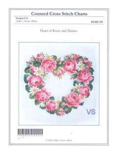 Ellen Maurer Cross Stitch Chart HEART OF ROSES&DAISIES  