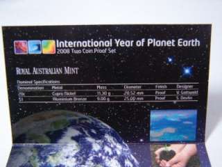 2008 ROYAL AUSTRALIAN MINT (2) COIN PROOF SET PLANET EARTH