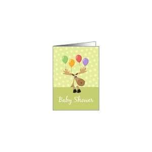  Baby Shower Invitation, Cute cartoon moose Card Baby