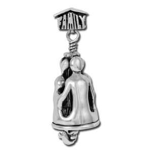 40mm Sterling Silver Family Bell Pendant Arts, Crafts 
