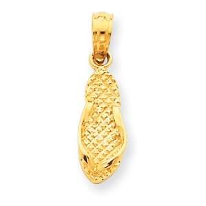  14k Gold Jamaica Flip Flop Sandal Pendant Jewelry