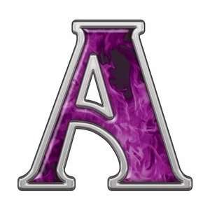  Reflective Letter A with Inferno Purple Flames   2 h   REFLECTIVE 
