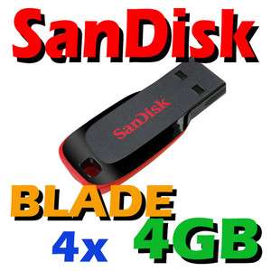 Lot of 4 SanDisk 4GB 4G Cruzer BLADE (16GB) USB Flash Pen Drive 
