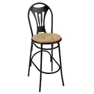  Cafe Stool with Solid Wood Seat and Metal Frame Dark Cherry 