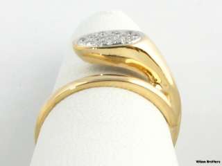 Modern Unique .12ctw Genuine Diamond SI G H Bypass Ring   14k Solid 
