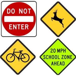  Traffic Signs Style 2 Set of 4 Peel and Stick Do Not Enter 