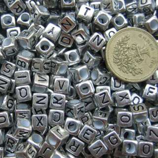   ) Variety Design 6mm x 6mm Alphabet Letter Cube Acrylic Beads  