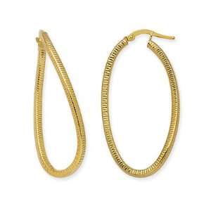  CleverEves 14K Yellow Gold Euro Wave Hoop Earring 