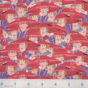   of Purple Red Hat Ladies Fabric By The Yard Arts, Crafts & Sewing