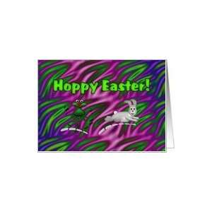  Hoppy Easter   bunny, frog hopping Card Health & Personal 