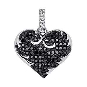   CZ Micro Pave Contrast Ornate Heart Charm Pendant GoldenMine Jewelry