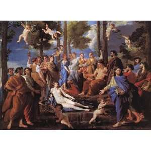   , painting name Apollo and the Muses Parnassus, by Poussin Nicolas