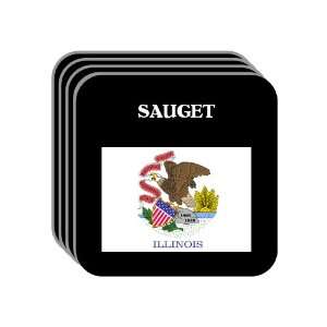 US State Flag   SAUGET, Illinois (IL) Set of 4 Mini Mousepad Coasters