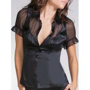  Arden B Silk Illusion Blouse / Shirt / Top in Black   Size 