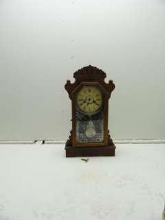 Antique 1880s ANSONIA Key Wind Kitchen Gingerbread Shelf Mantel Clock 