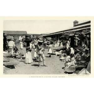  1922 Print El Salvador Outdoor Marketplace Bazaar Vendors 
