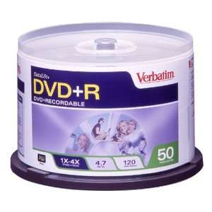  Verbatim DVD+R 4.7GB 4X 50pk Spindle Electronics