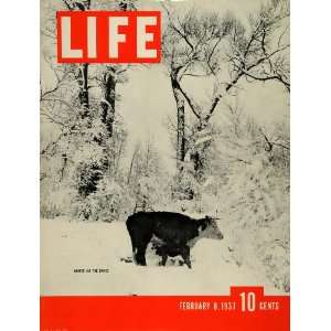 1937 Life Cover February 8 Winter On The Range Wyoming Ranch Charles J 