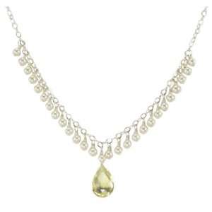  Lemon Quartz and Freshwater Pearl Fringe Necklace Jewelry