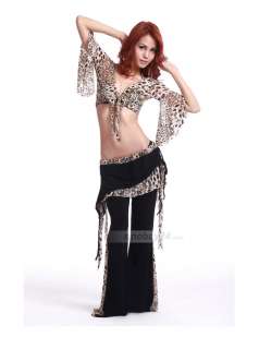   Polyester Straps Flouncing Leopard Patterned Belly Dance Costume
