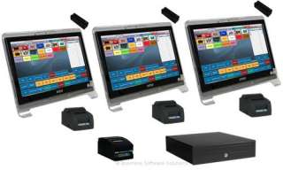   Point of Sale POS System W Printers& Cash Register 3 Station  